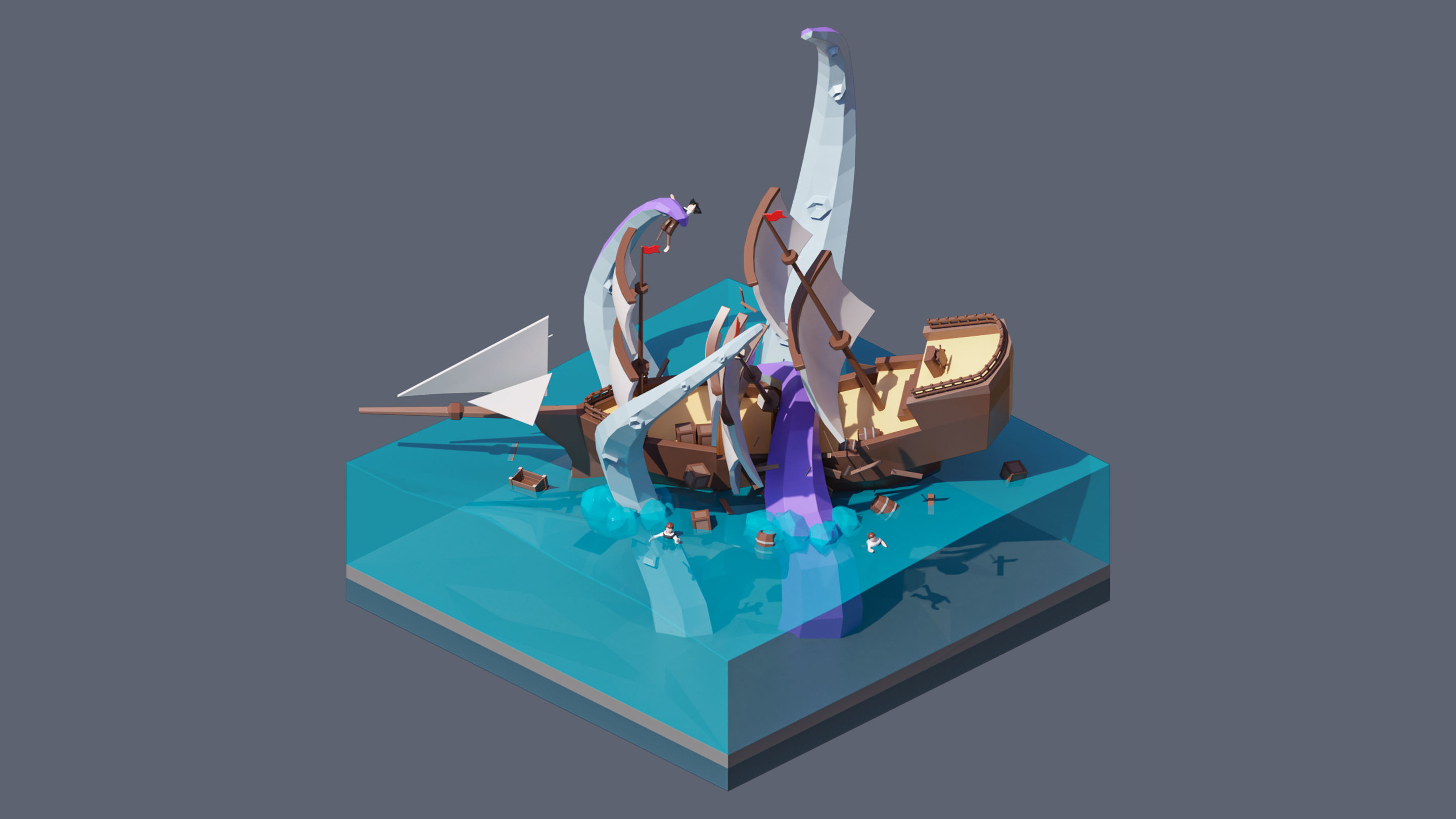 Worlds Square Low-poly 3D model_19