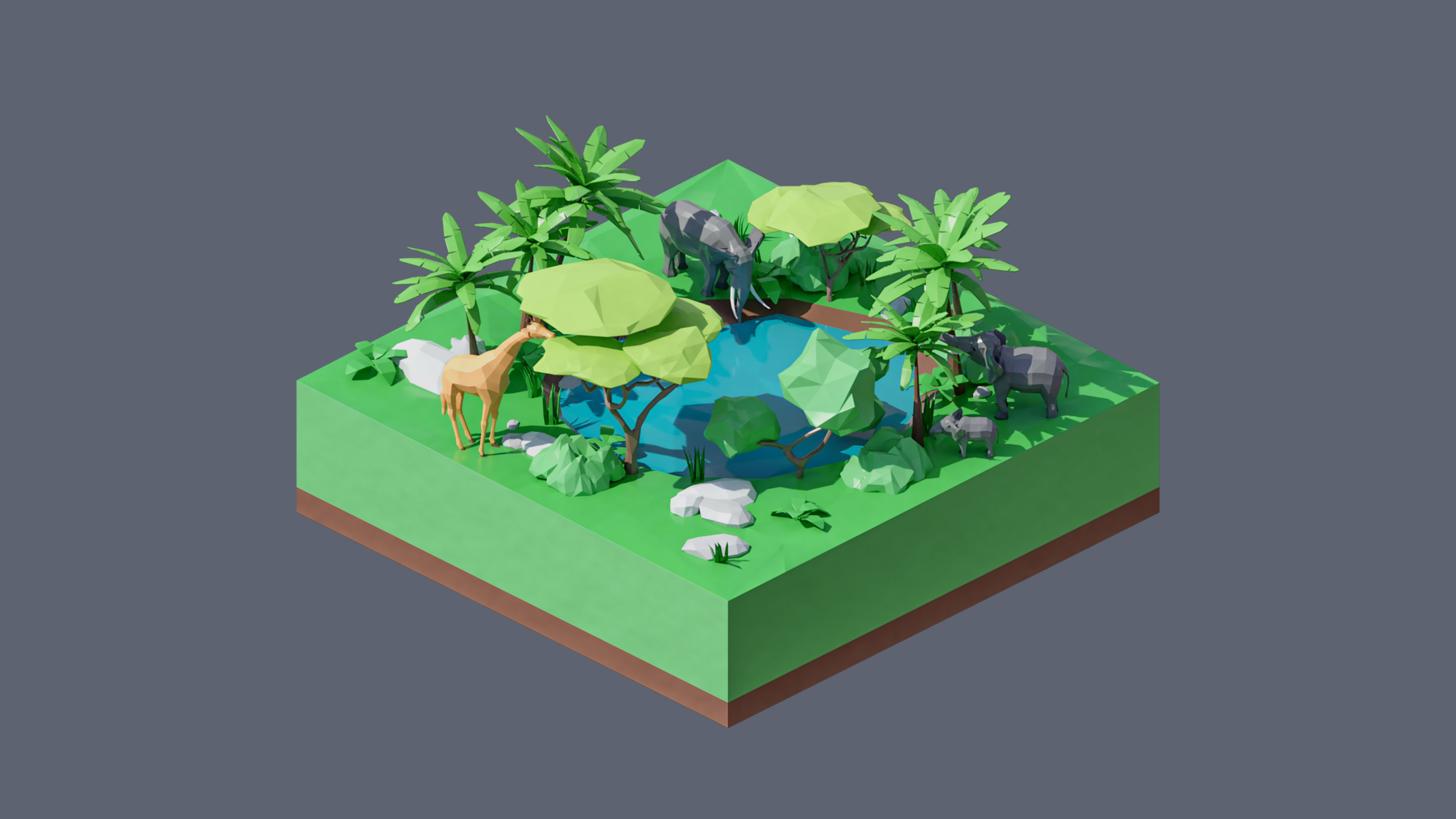 Worlds Square Low-poly 3D model_37
