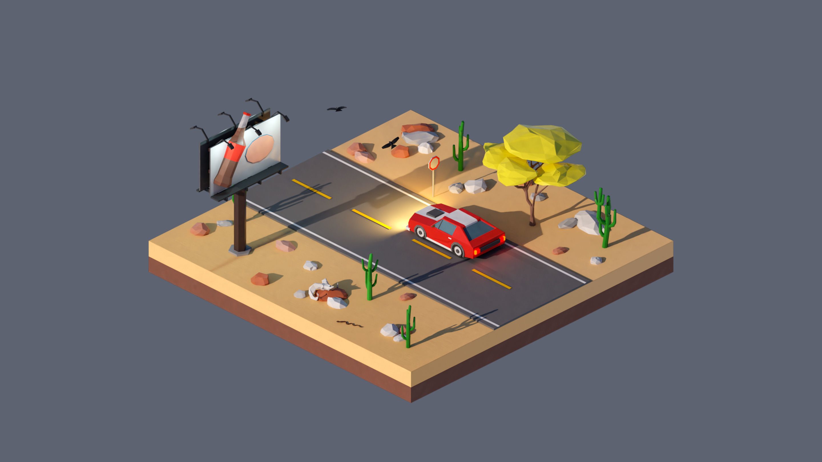 Worlds Square Low-poly 3D model_45