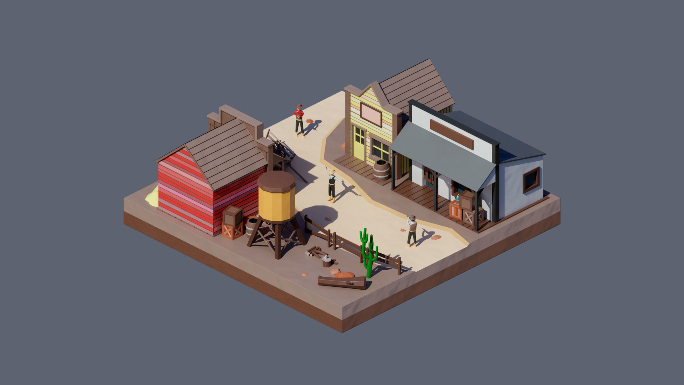 Worlds Square Low-poly 3D model_42