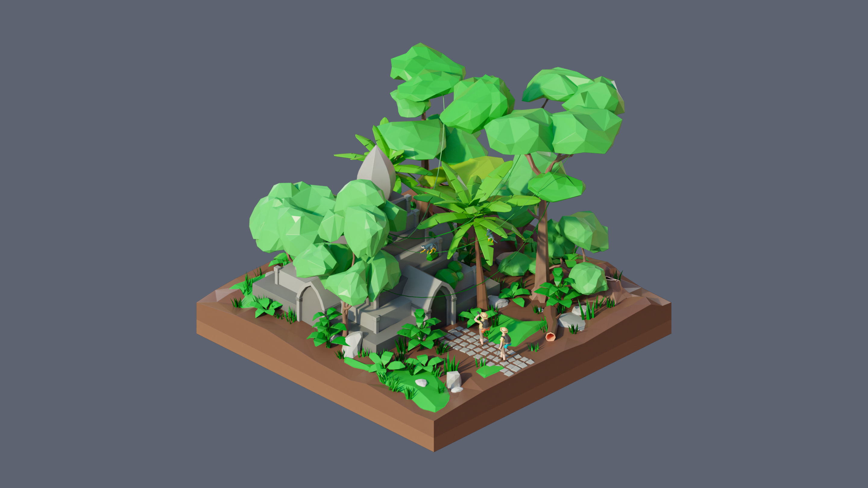 Worlds Square Low-poly 3D model_9