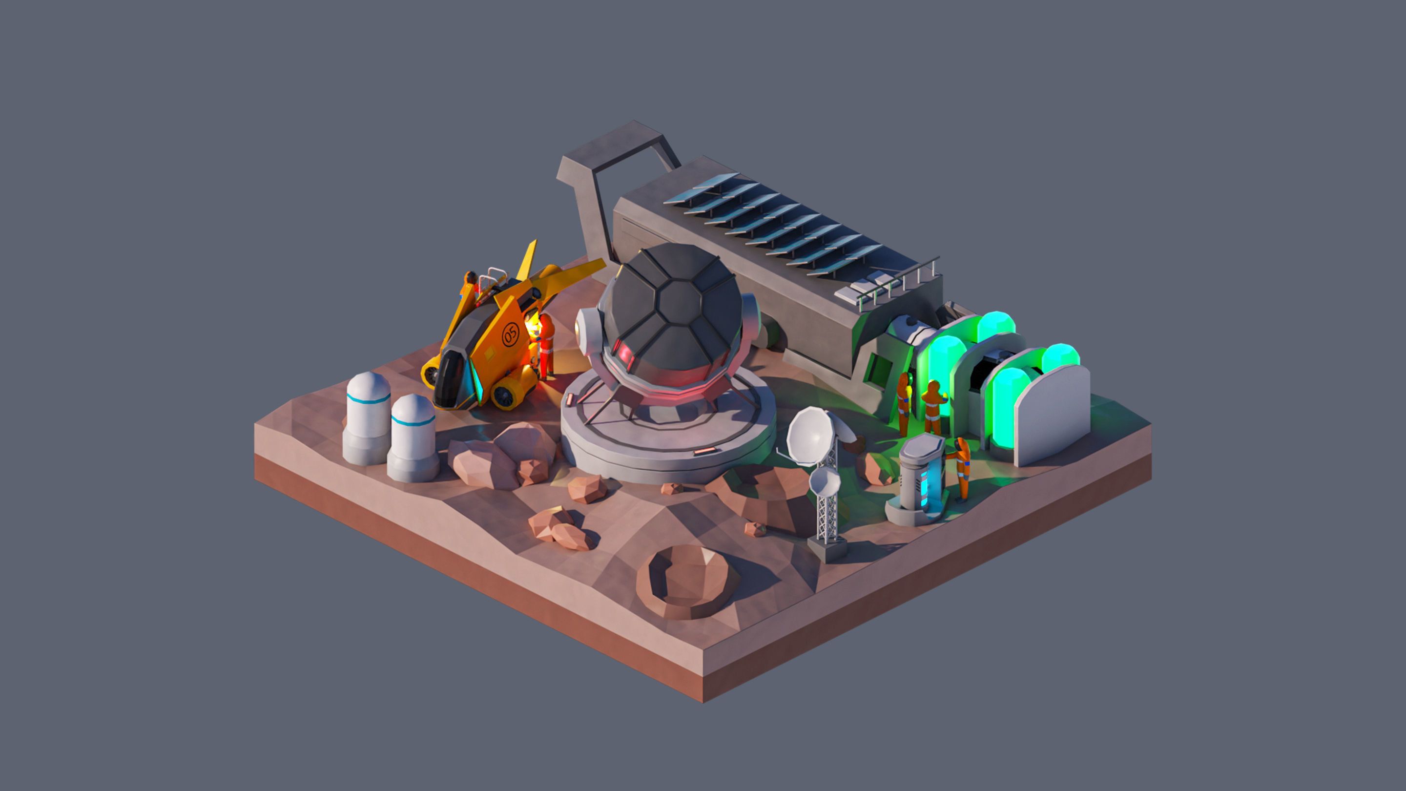 Worlds Square Low-poly 3D model_44