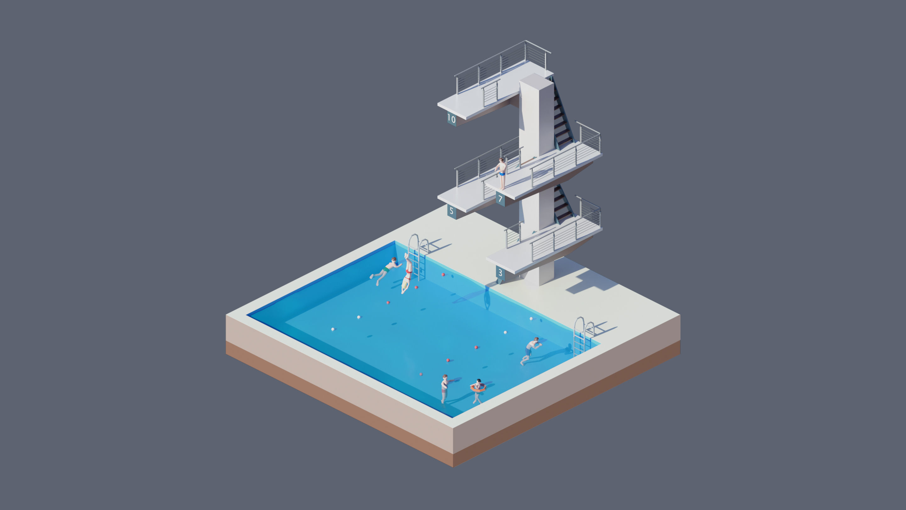 Worlds Square Low-poly 3D model_79