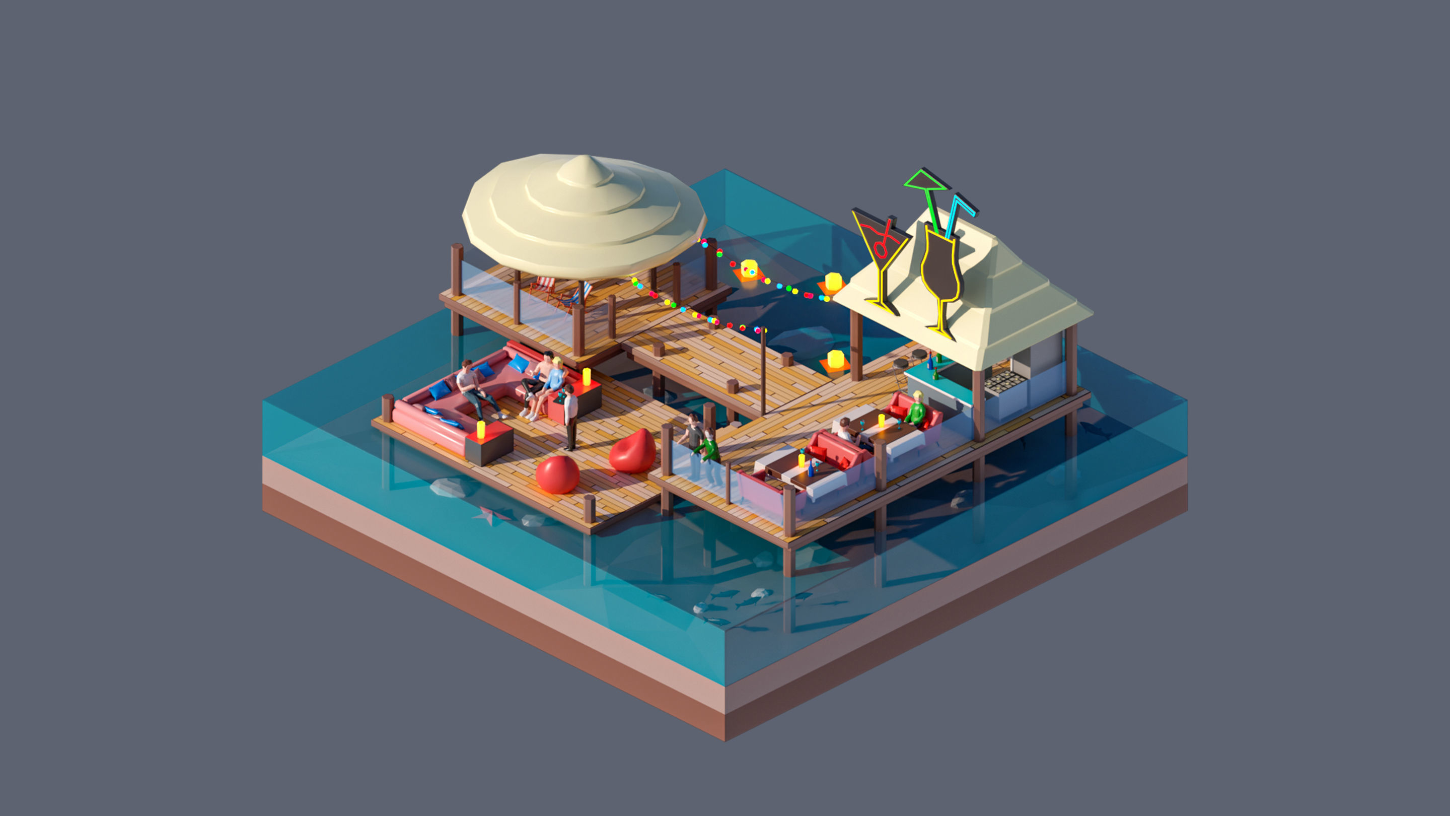 Worlds Square Low-poly 3D model_62