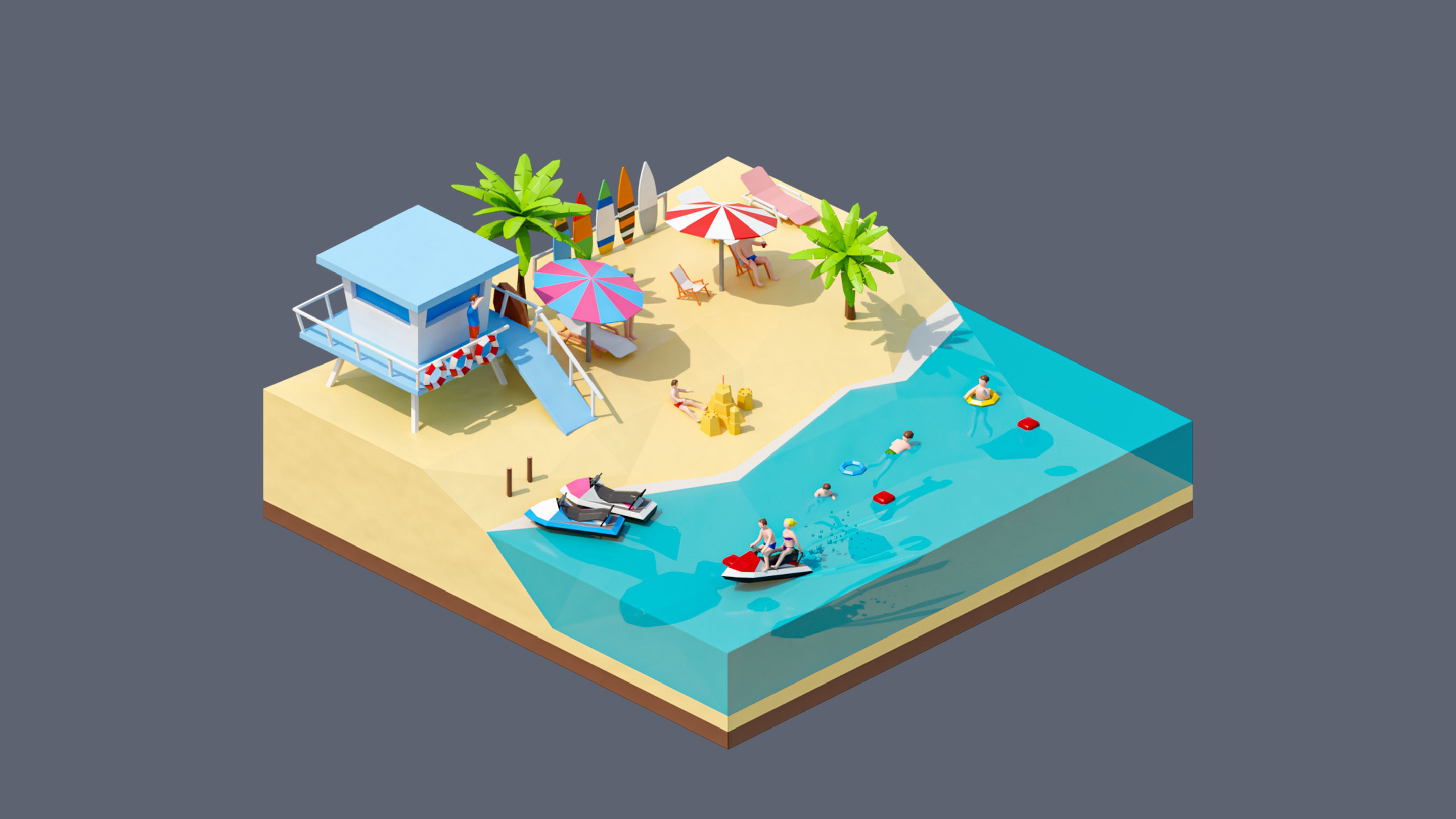 Worlds Square Low-poly 3D model_34