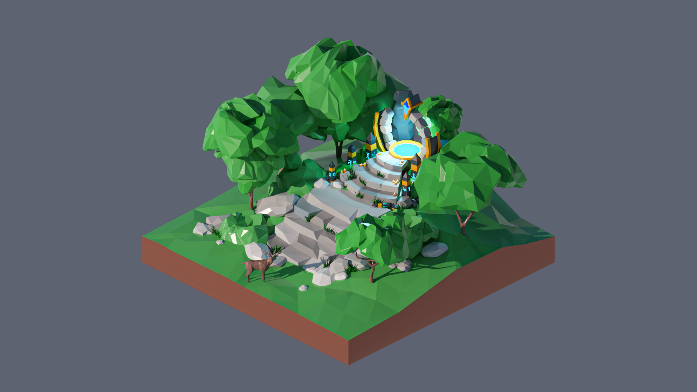 Worlds Square Low-poly 3D model_68