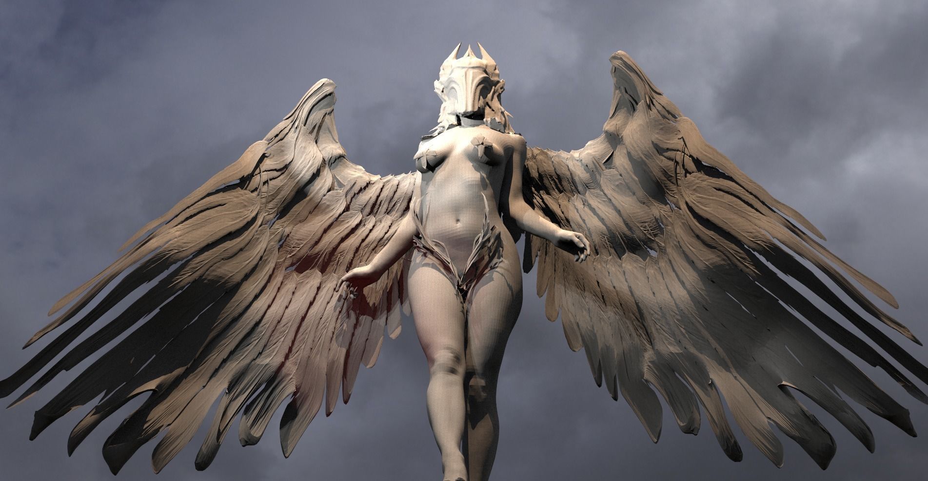 Valkyrie statue Winged 3 3D model_1