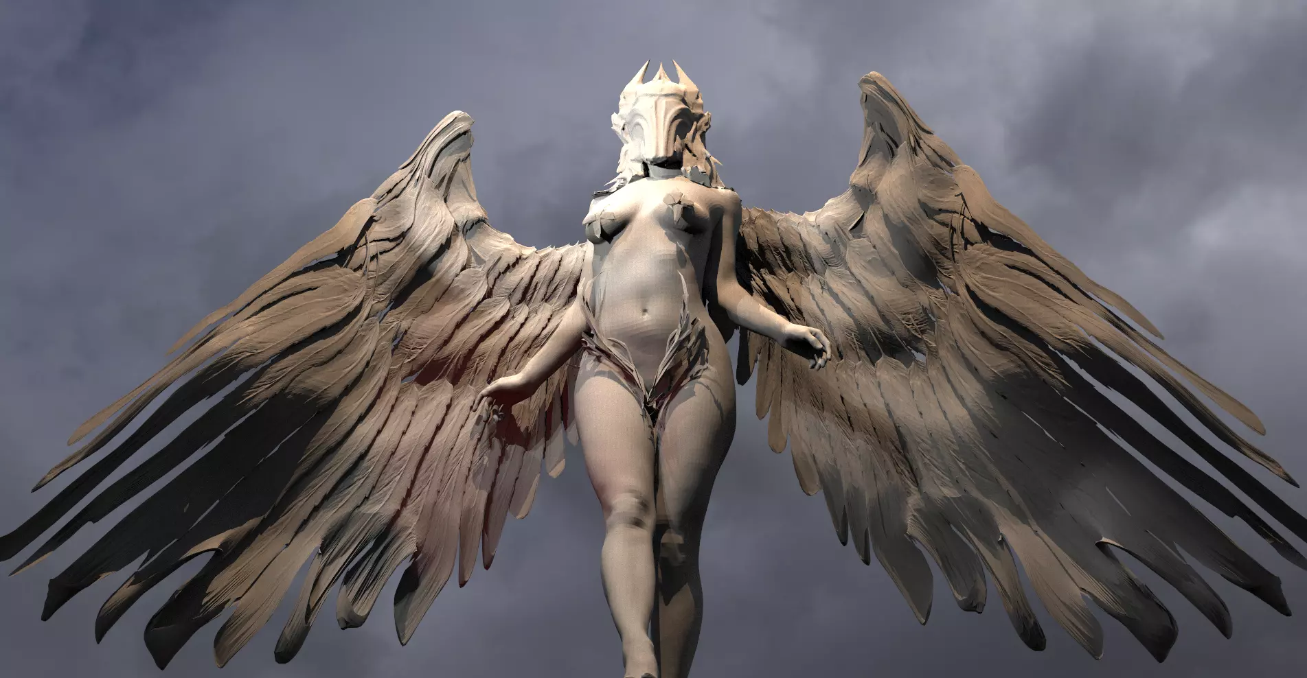 Valkyrie statue Winged 3 3D model_0
