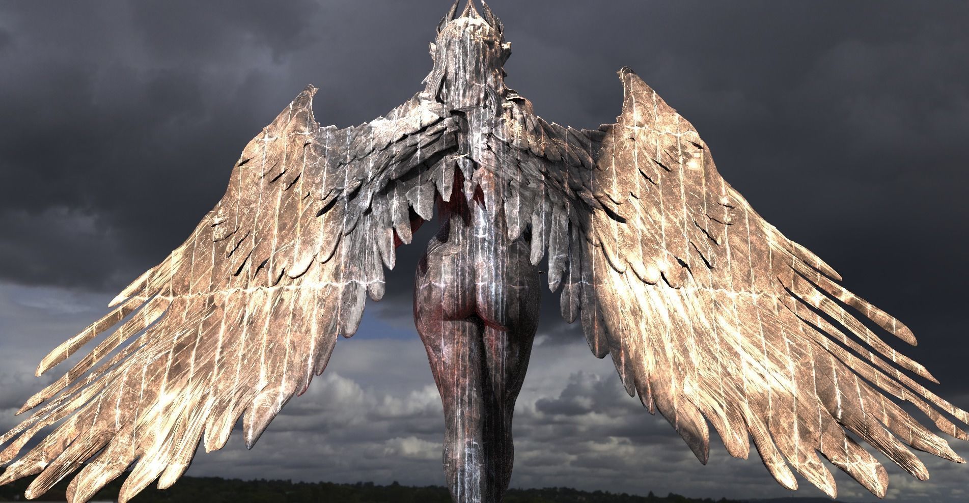 Atlantis Winged Statue 1  3D model_1