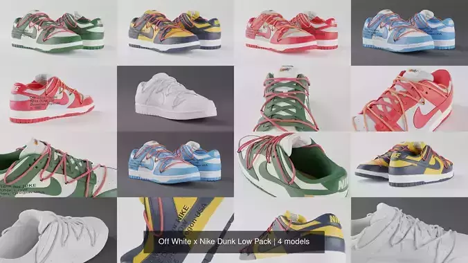 Off White x Nike Dunk Low Pack 3D Model Collection