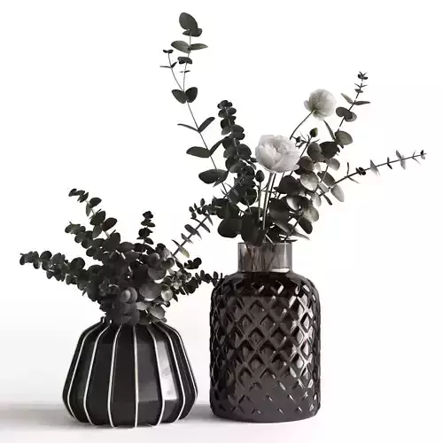 Photorealistic model of bouquets of eucalypt in vase