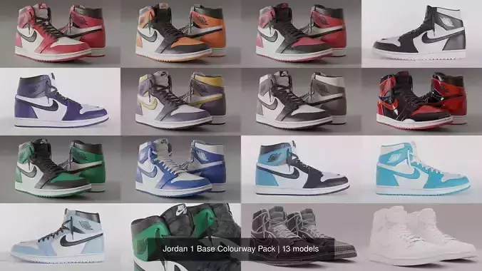 Jordan 1 Base Colourway Pack 3D Model Collection