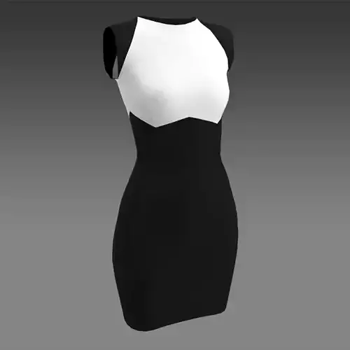 DRESS BLACK AND WHITE COLOR BLOCK MATTE HOURGLASS S CURVE LOOK