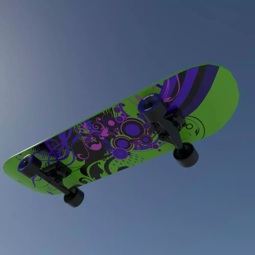 Skateboard in sky Low-poly 3D model