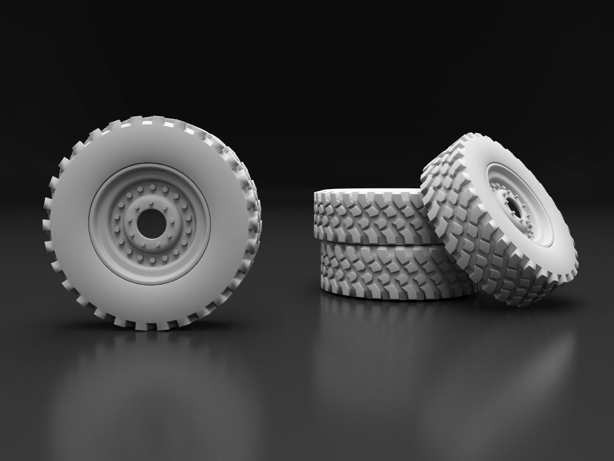 Truck Wheel 3D Model with UV maps 3D model_2