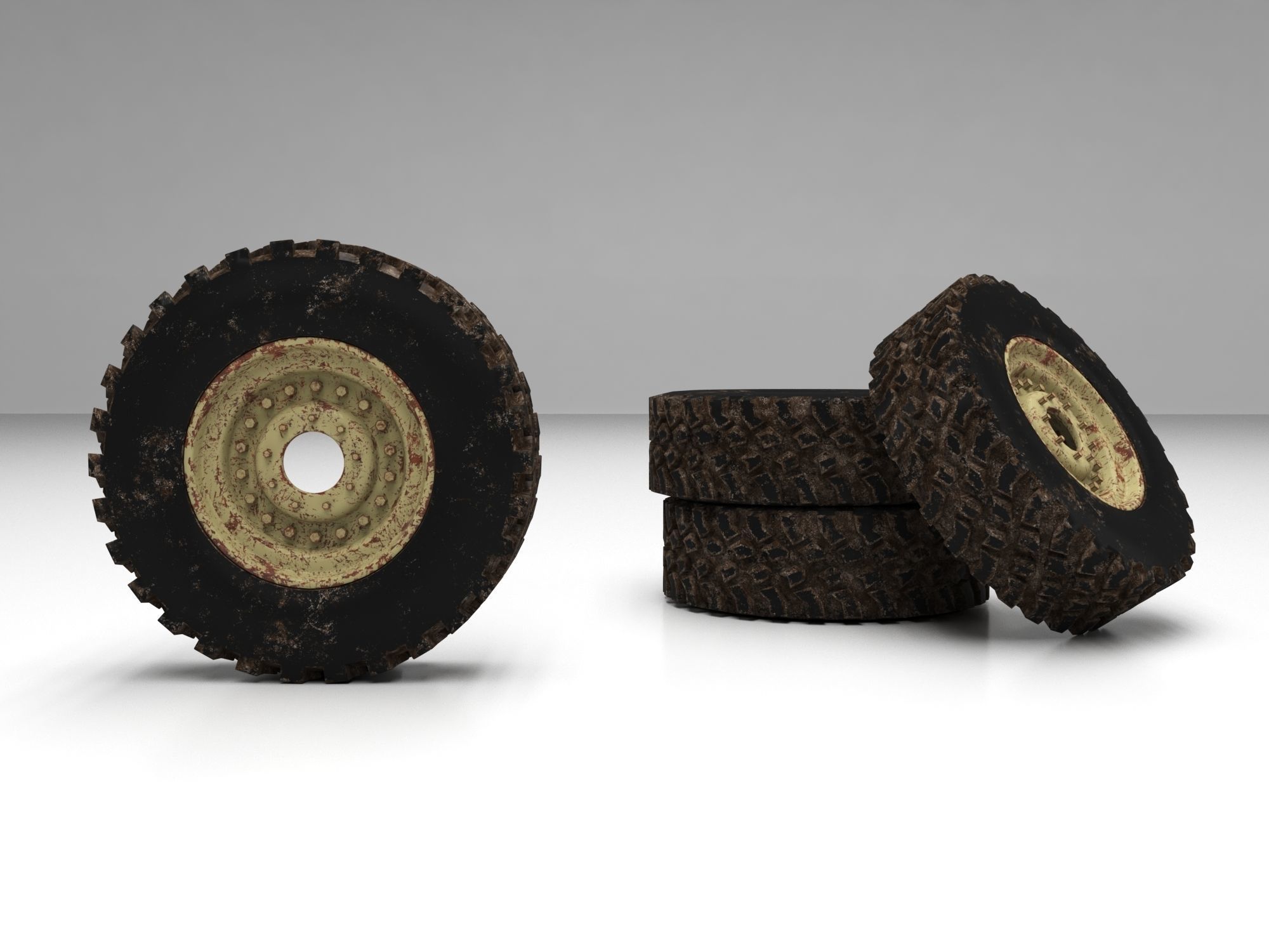 Truck Wheel 3D Model with UV maps 3D model_3