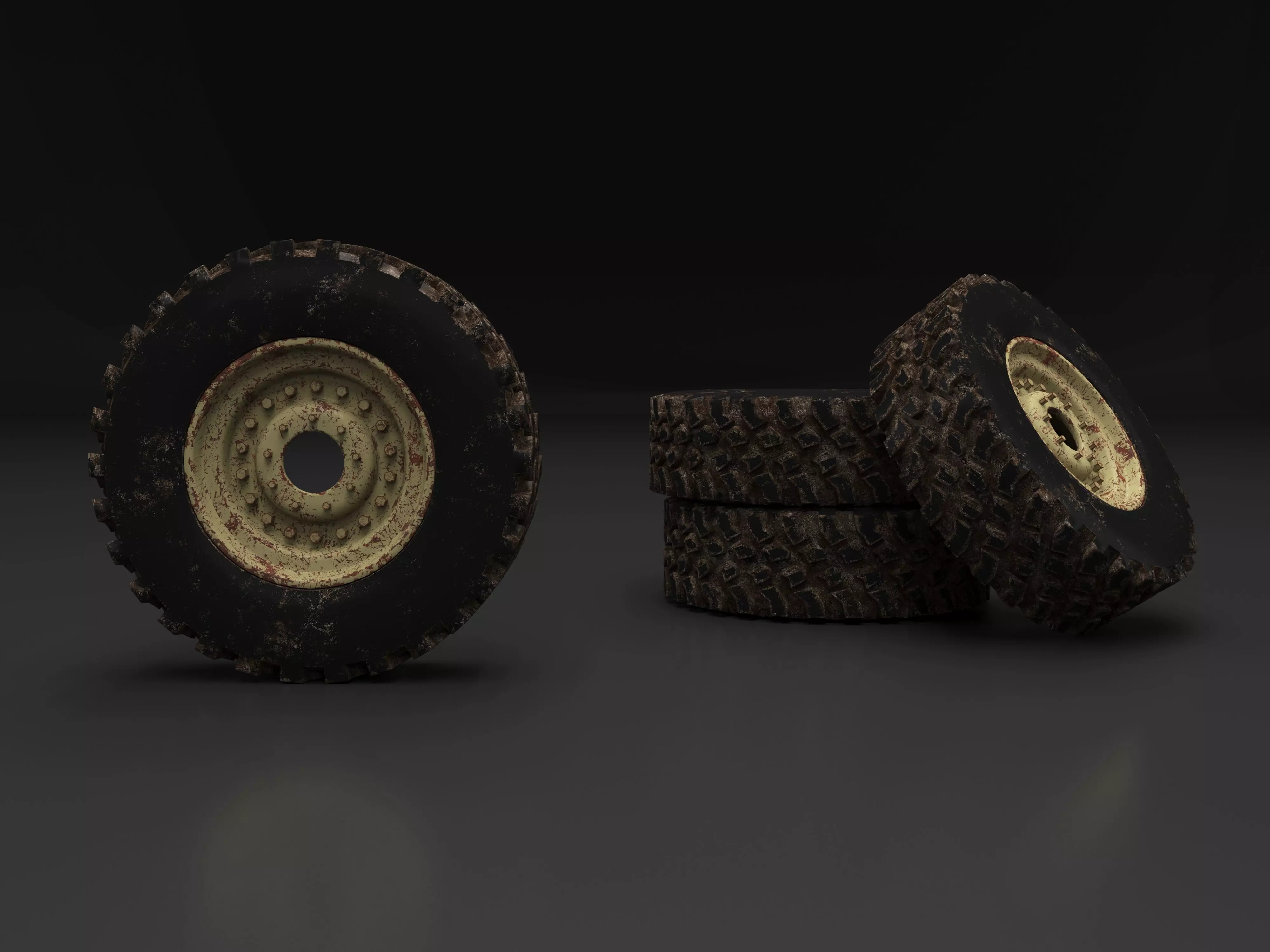 Truck Wheel 3D Model with UV maps 3D model_0