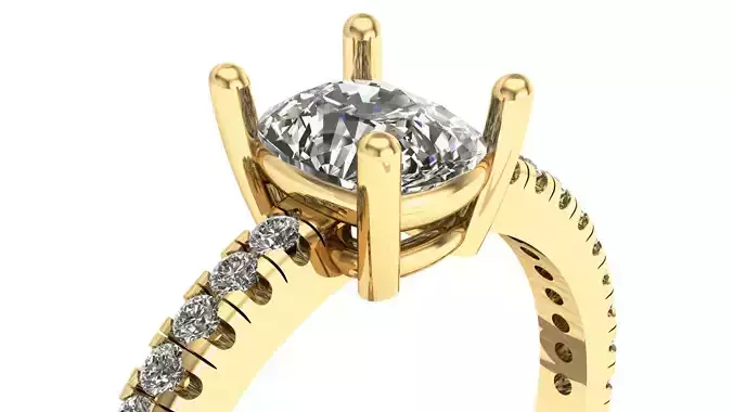 Solitaire Cushion Ring STL 3D Model for Jewelry Design