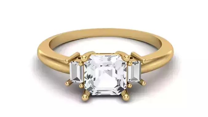 Women Emerald Ring STL 3D Model for Jewelry Design