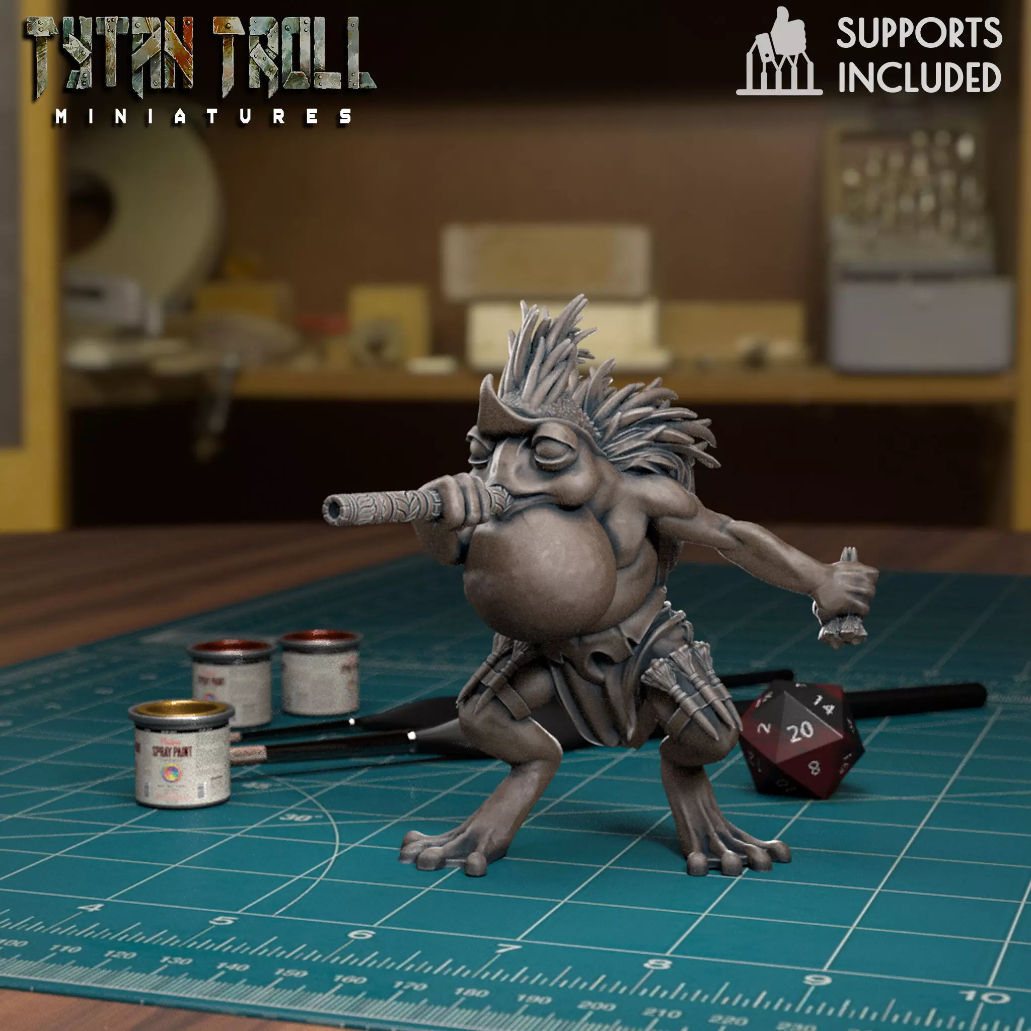 Frog Folk 07 - Pre - Supported 3D print model