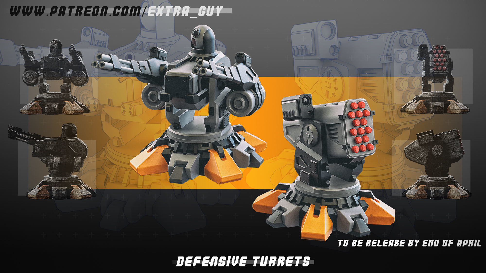 Defensive Turrets 50mm height 3D Printable 3D print model_1