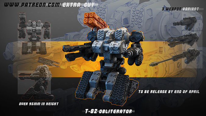 T-82 Obliterator 50mm and 70mm 3DPrintable  3D print model