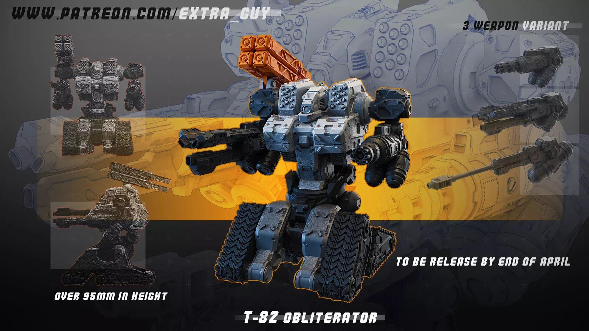 T-82 Obliterator 50mm and 70mm 3DPrintable  3D print model_0