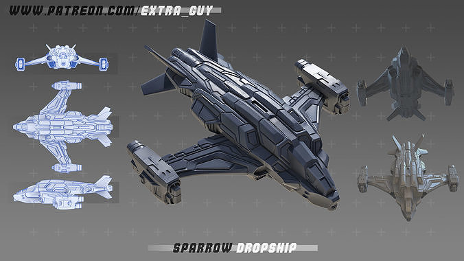 Sparrow Dropship 35mm 3D Printable  3D print model