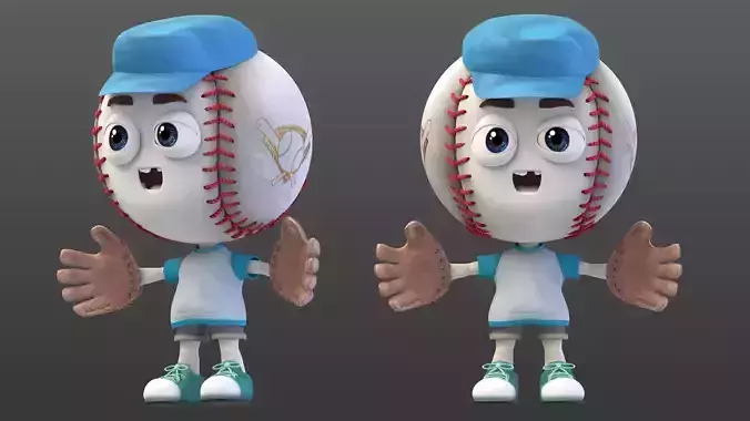 Baseball cartoon character Rigged