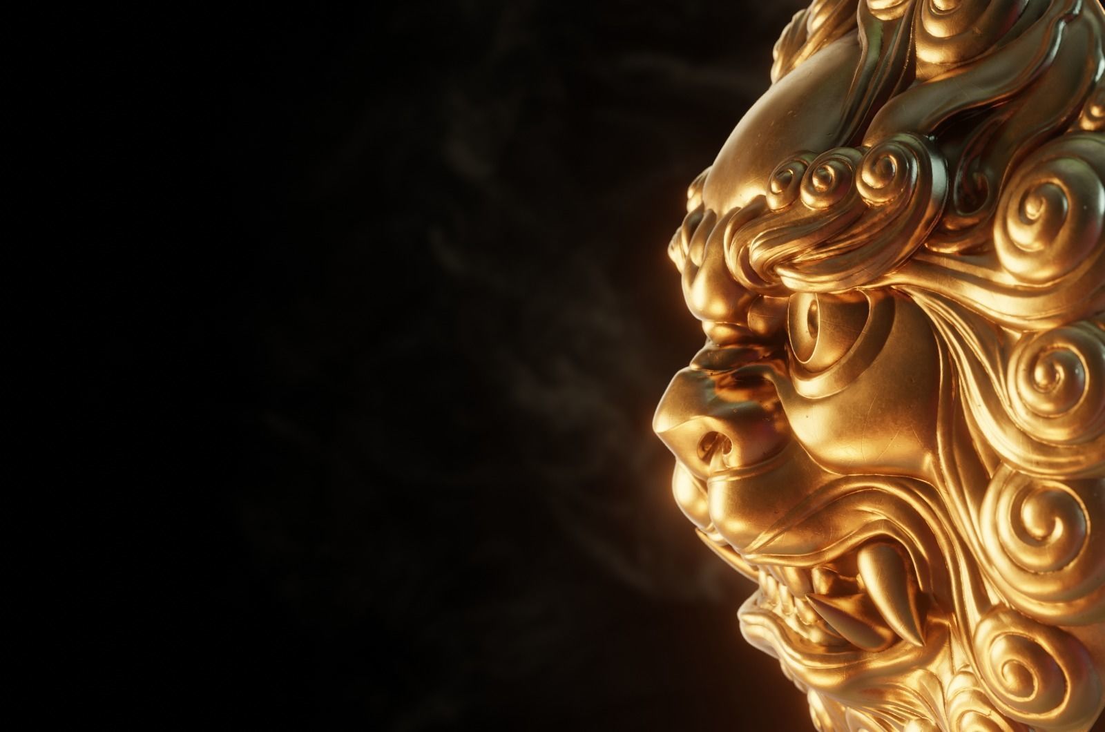 Ancient Chinese traditional culture lion head relief shield 3D model_1