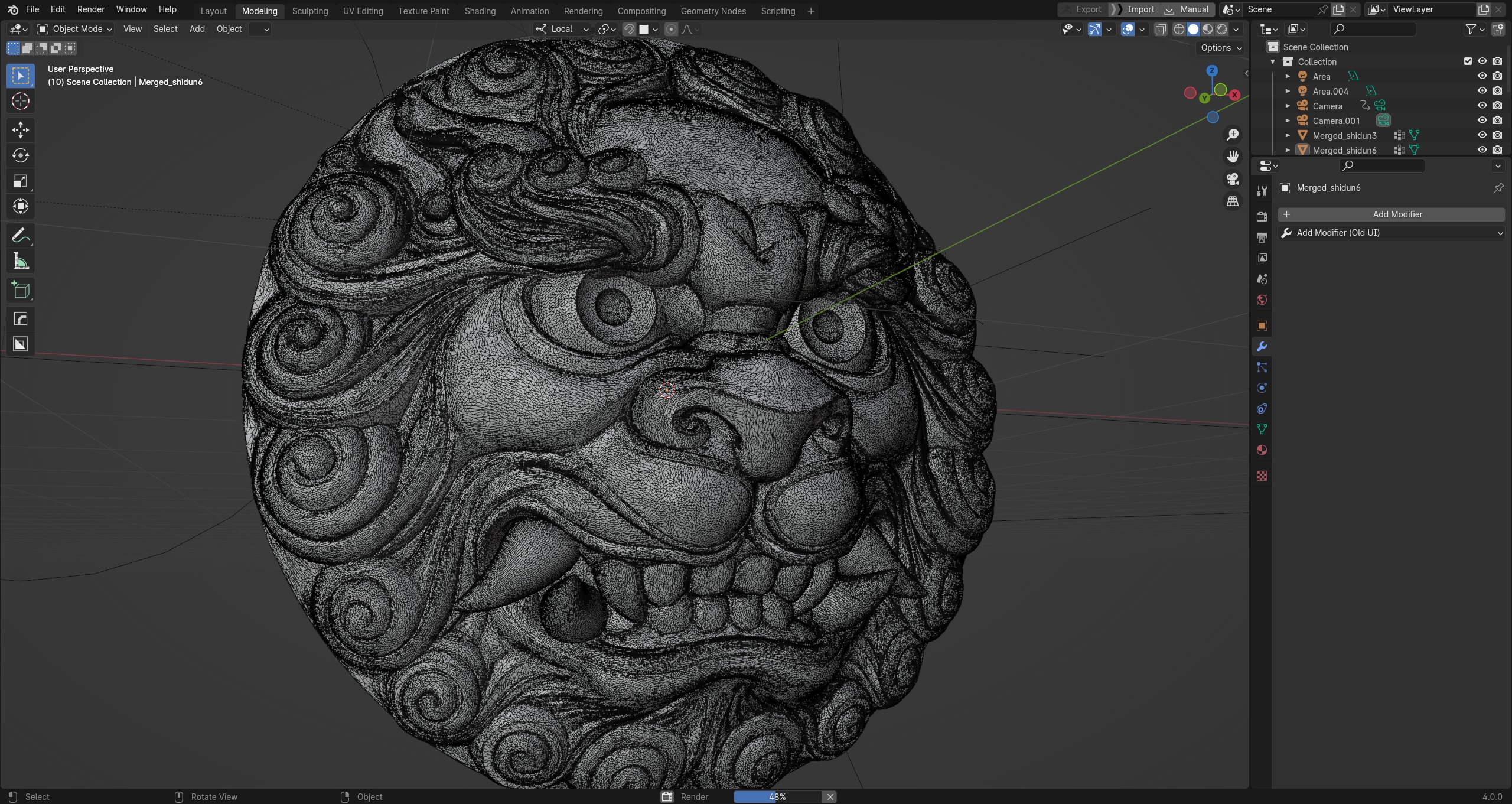 Ancient Chinese traditional culture lion head relief shield 3D model_18