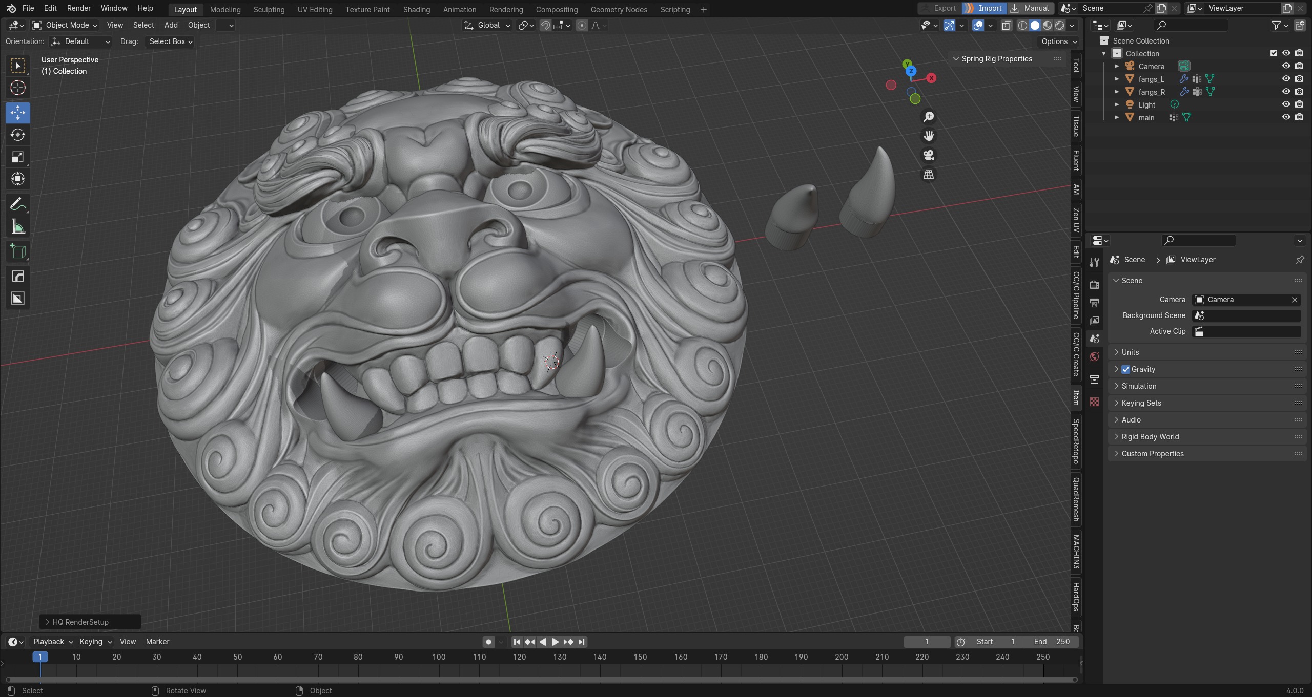 Ancient Chinese traditional culture lion head relief shield 3D model_21