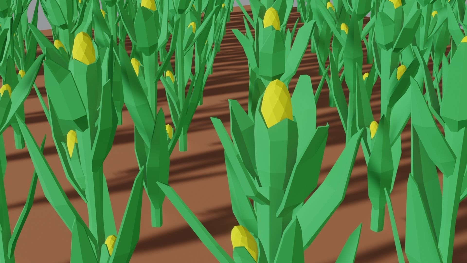Corn field isometric Low-poly 3D model_7