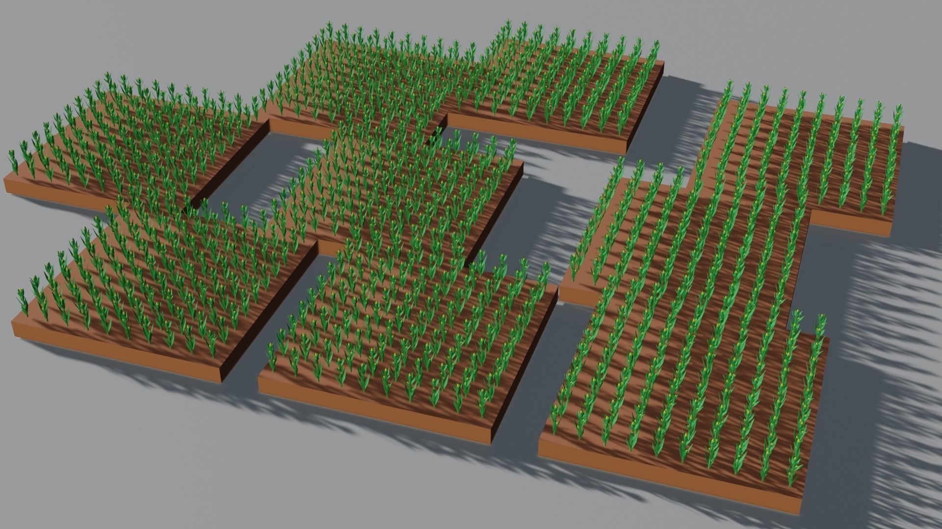 Corn field isometric Low-poly 3D model_6