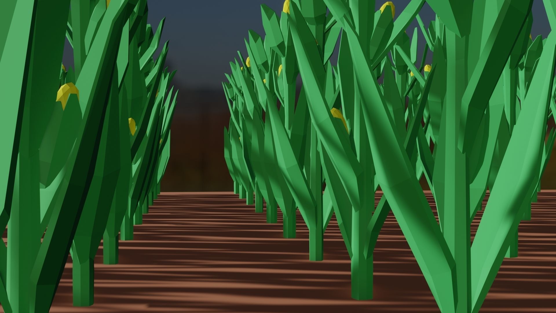 Corn field isometric Low-poly 3D model_2