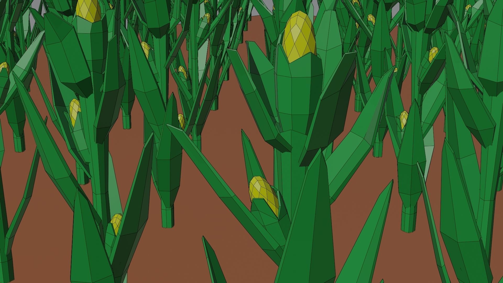 Corn field isometric Low-poly 3D model_15