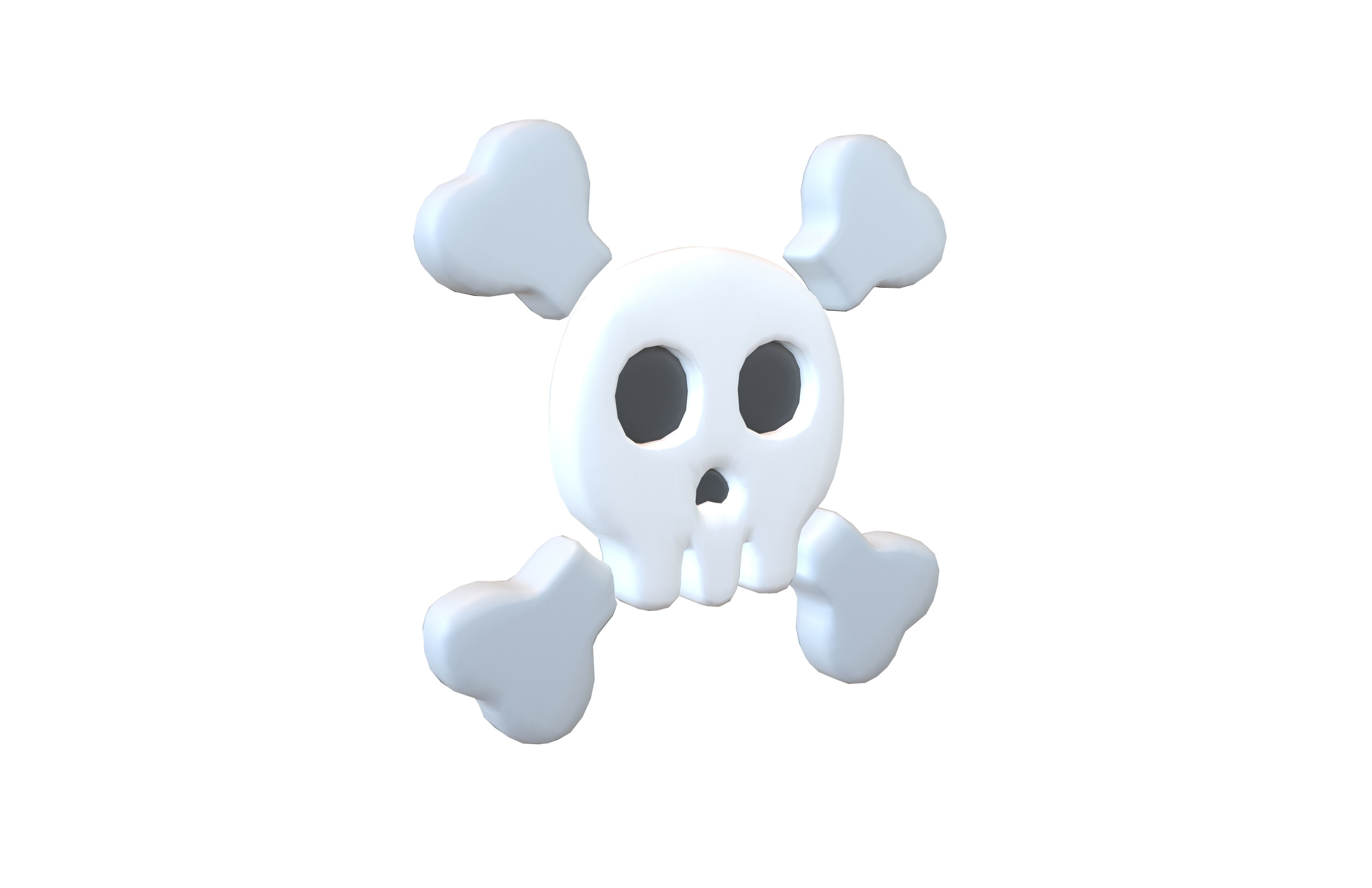 Twitter Version 14 Skull and Crossbones Emoji v1 001 Low-poly 3D model_1