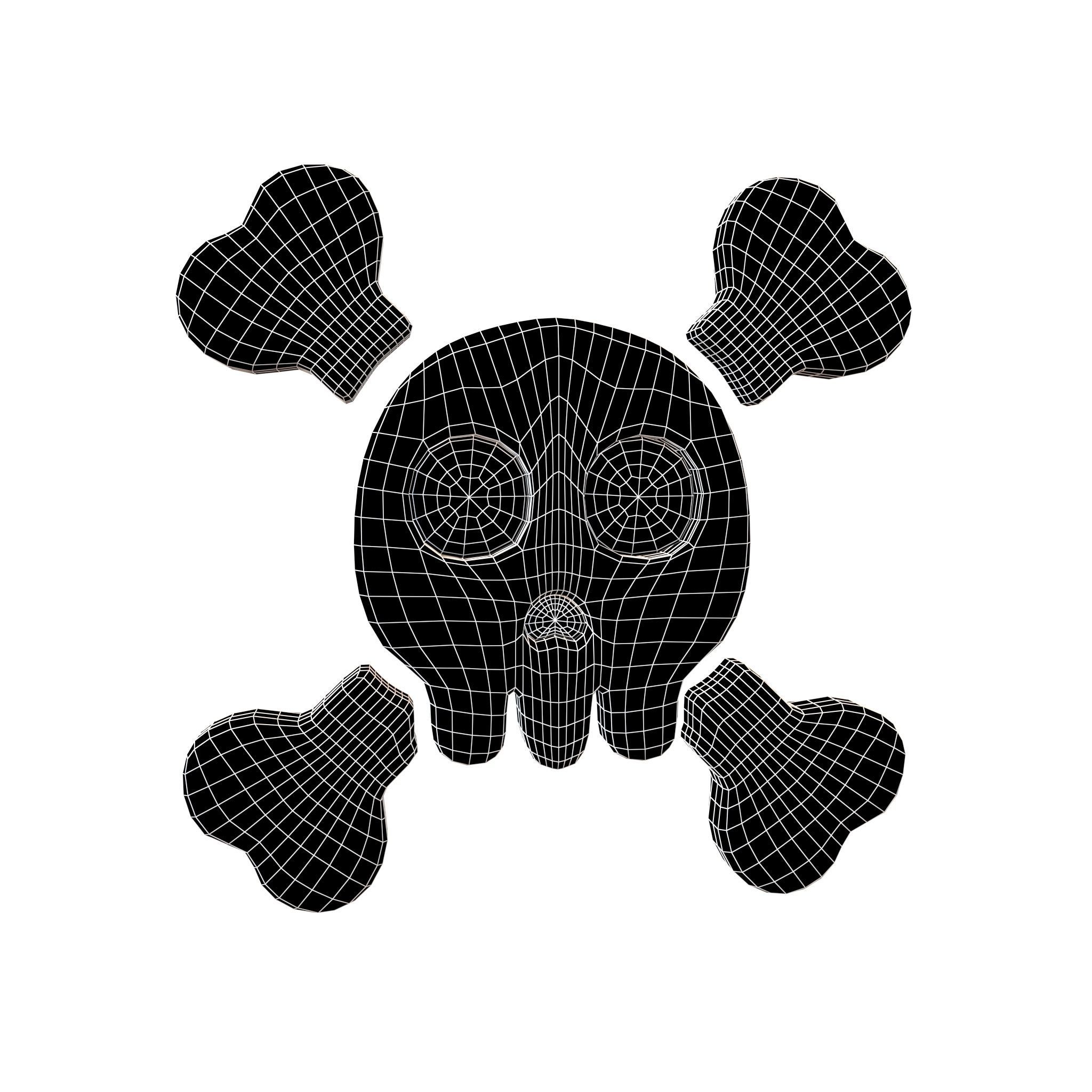 Twitter Version 14 Skull and Crossbones Emoji v1 001 Low-poly 3D model_6