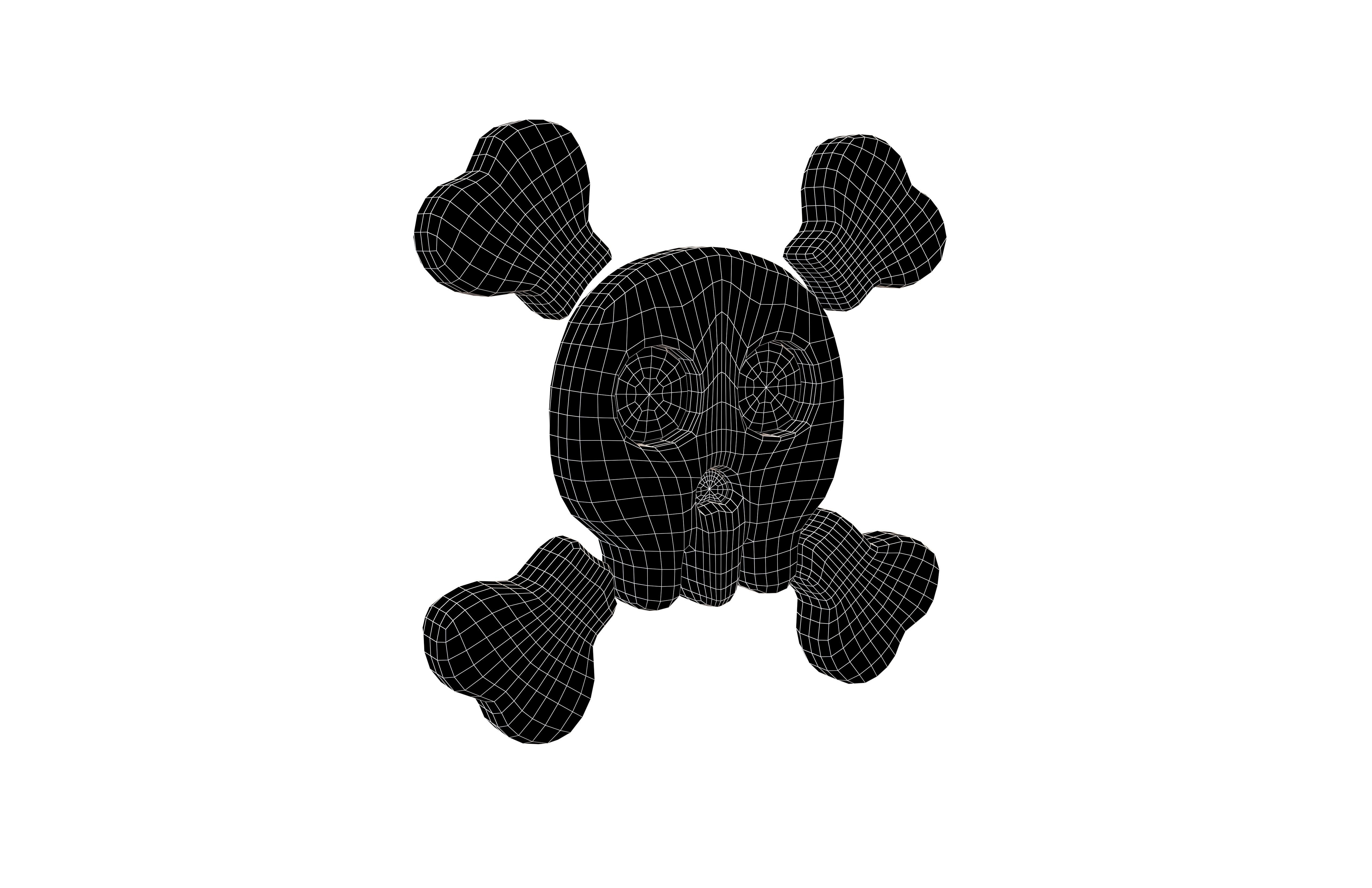 Twitter Version 14 Skull and Crossbones Emoji v1 001 Low-poly 3D model_4