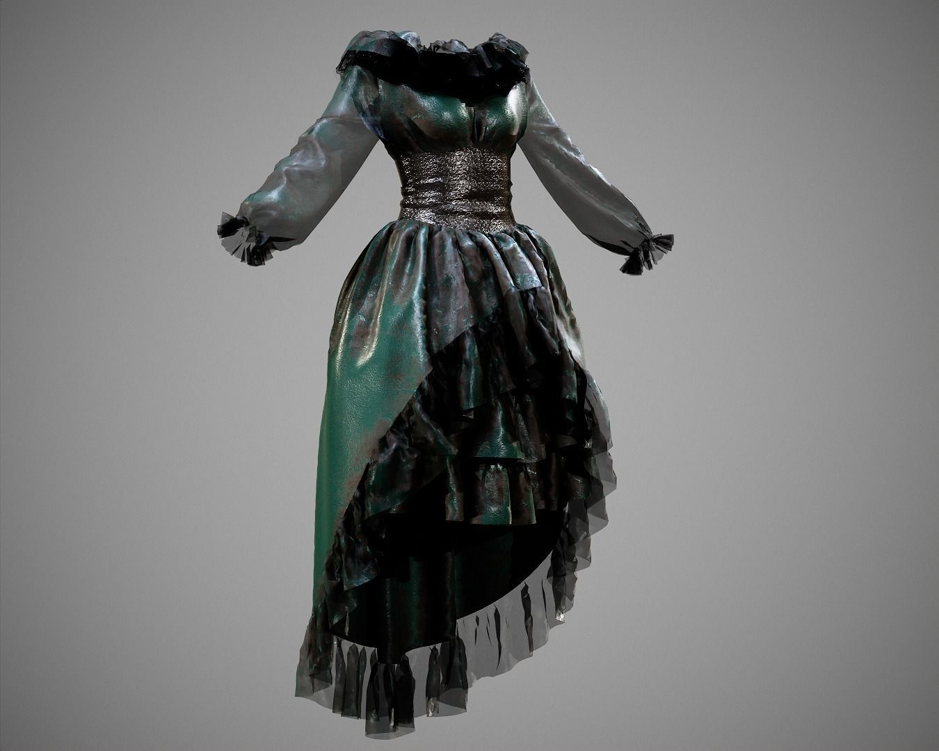 4 Dresses-low poly models-game ready Low-poly 3D model_11