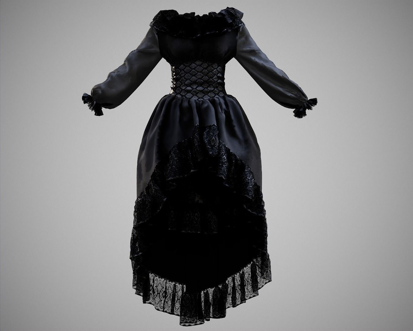 4 Dresses-low poly models-game ready Low-poly 3D model_5