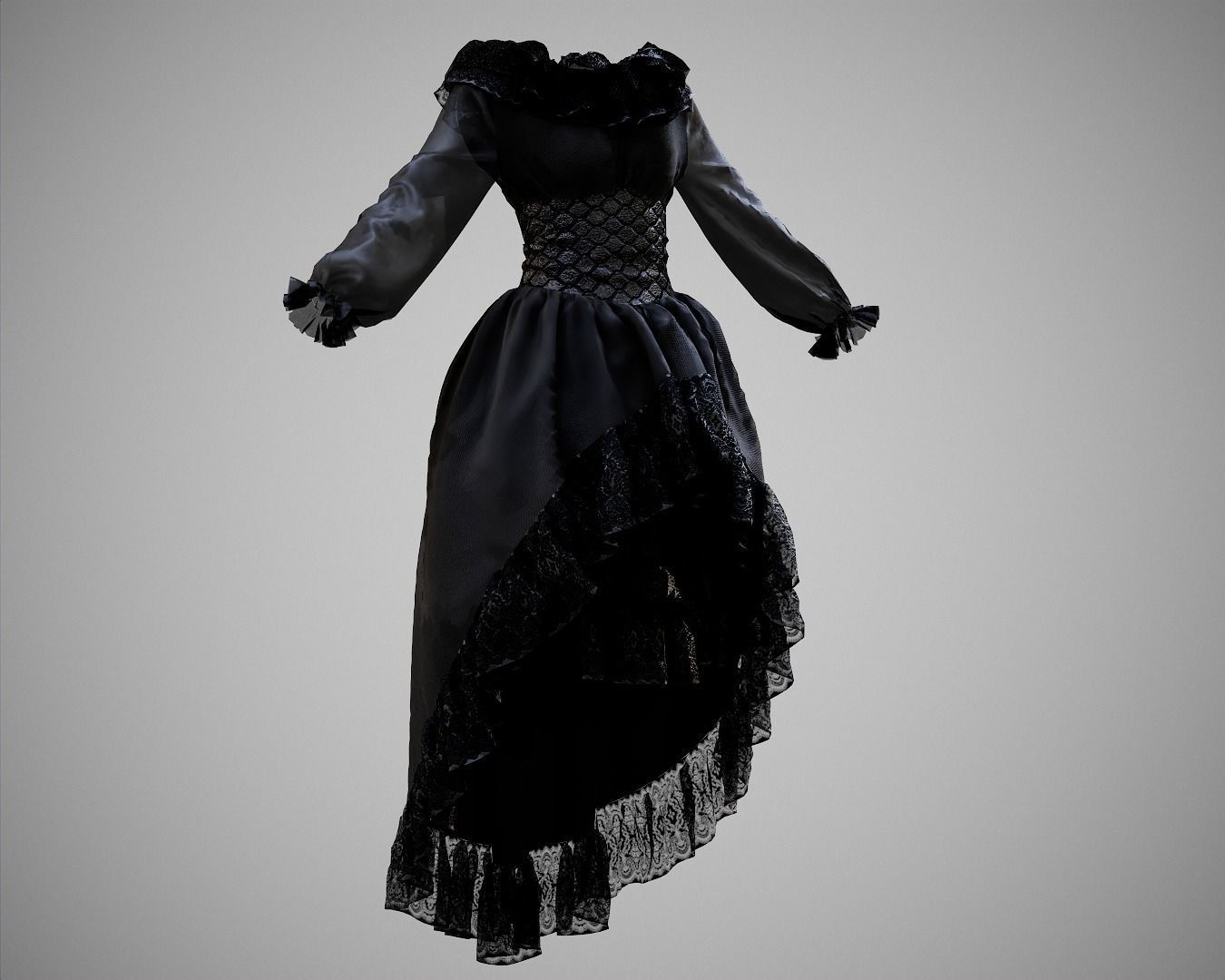 4 Dresses-low poly models-game ready Low-poly 3D model_13