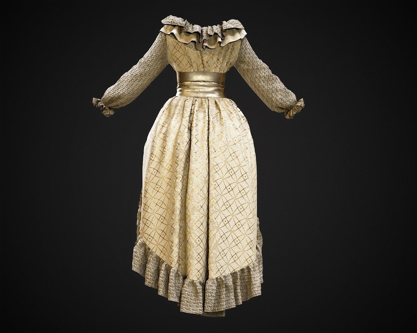 4 Dresses-low poly models-game ready Low-poly 3D model_9