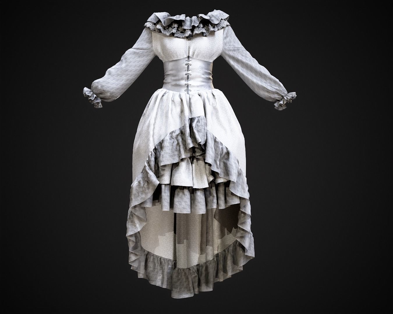 4 Dresses-low poly models-game ready Low-poly 3D model_6