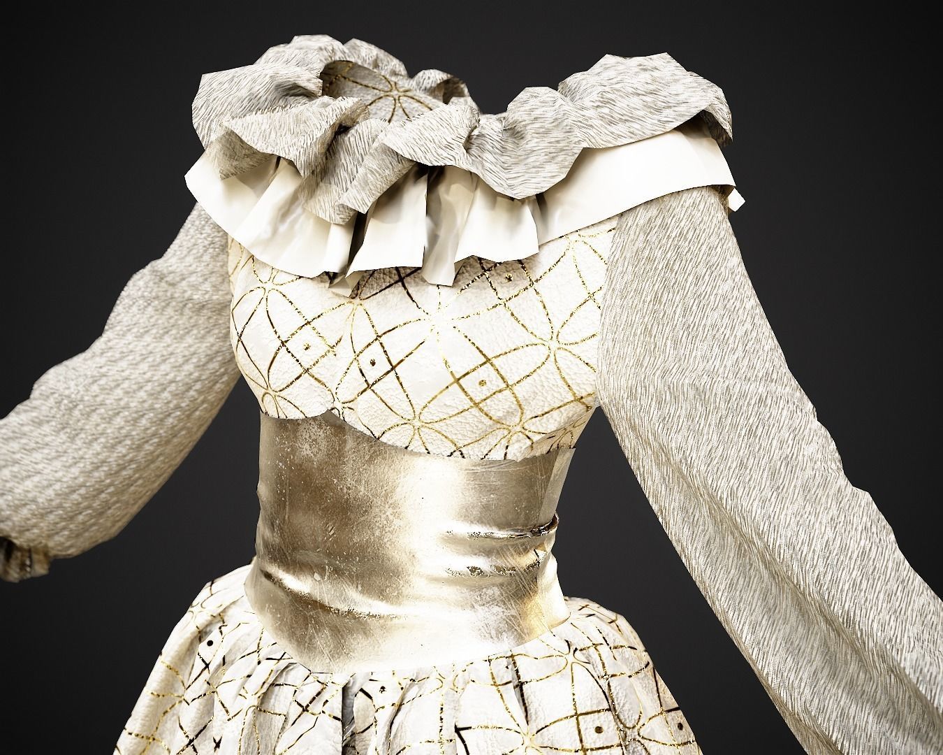 4 Dresses-low poly models-game ready Low-poly 3D model_1