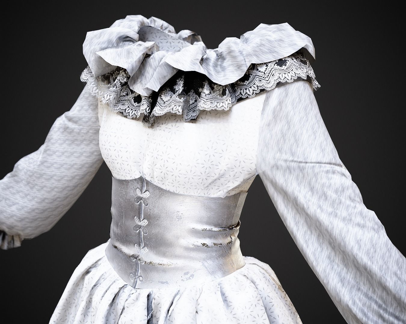 4 Dresses-low poly models-game ready Low-poly 3D model_3