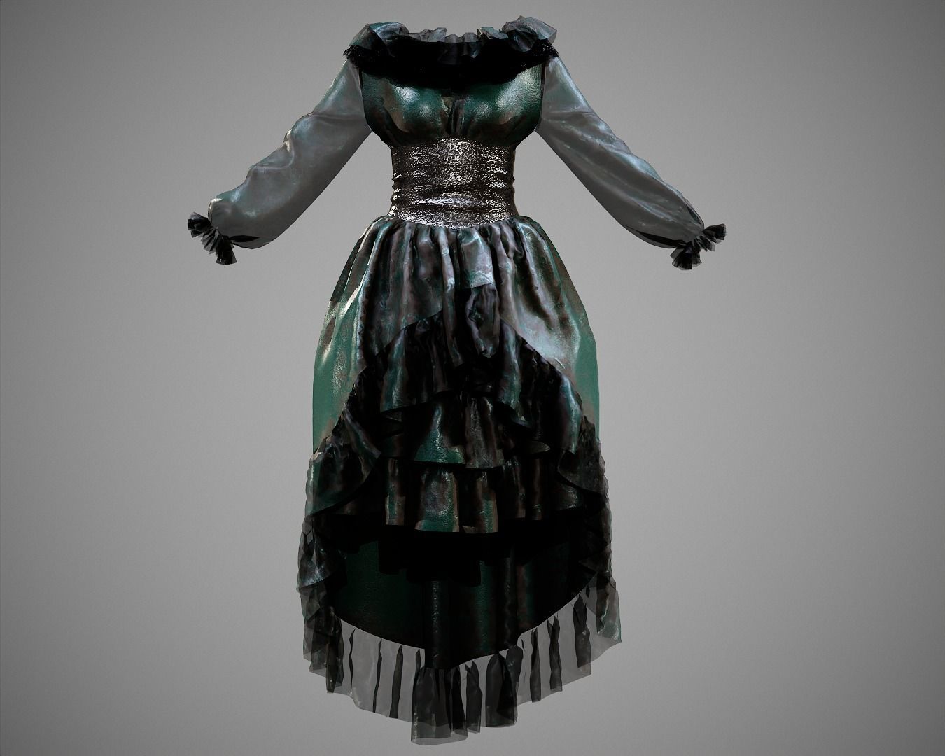 4 Dresses-low poly models-game ready Low-poly 3D model_7