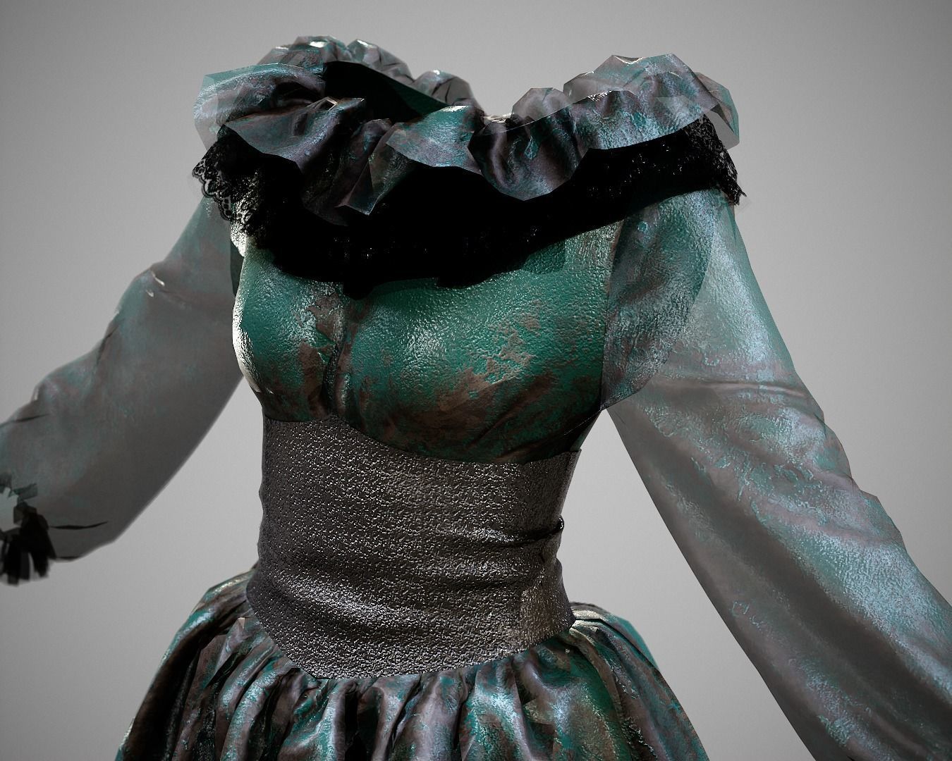 4 Dresses-low poly models-game ready Low-poly 3D model_2