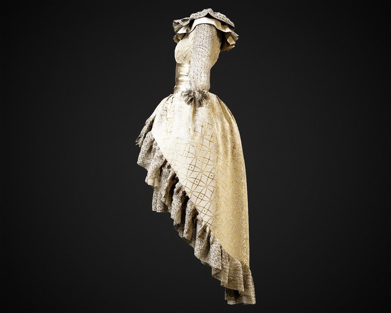 4 Dresses-low poly models-game ready Low-poly 3D model_20