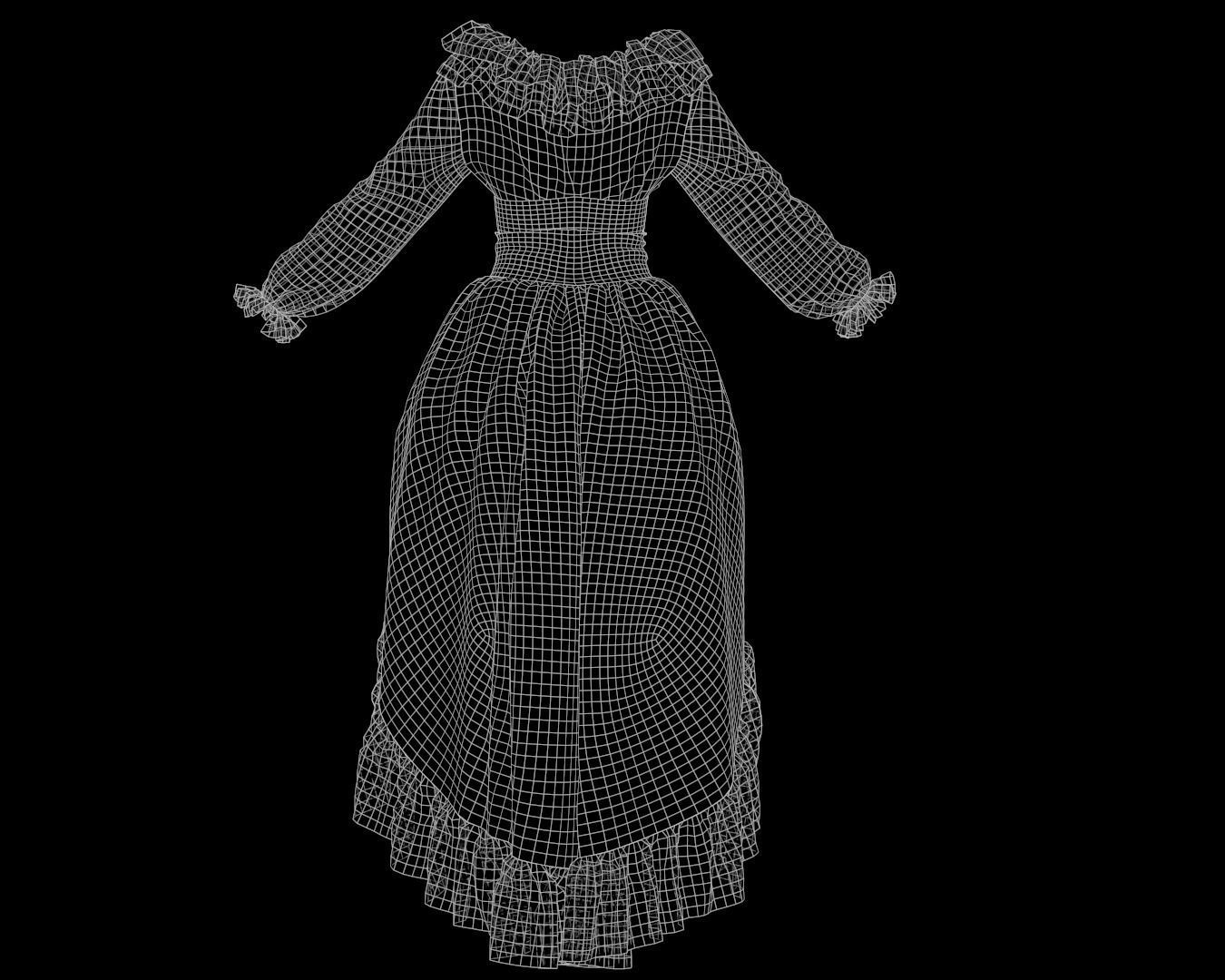 4 Dresses-low poly models-game ready Low-poly 3D model_24